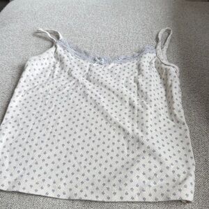 Brandy Melville Cream Floral Lace-Trim Camisole